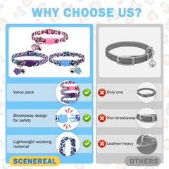 SCENEREAL collar gato cierre de seguridad campana removible para ajuste cómodo.