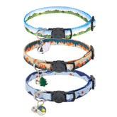 SCENEREAL collar de gato con campana en bosque, ideal para paseos diarios.