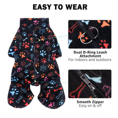 SCENEREAL pijama para perros con estampado de huesos y patitas, suave