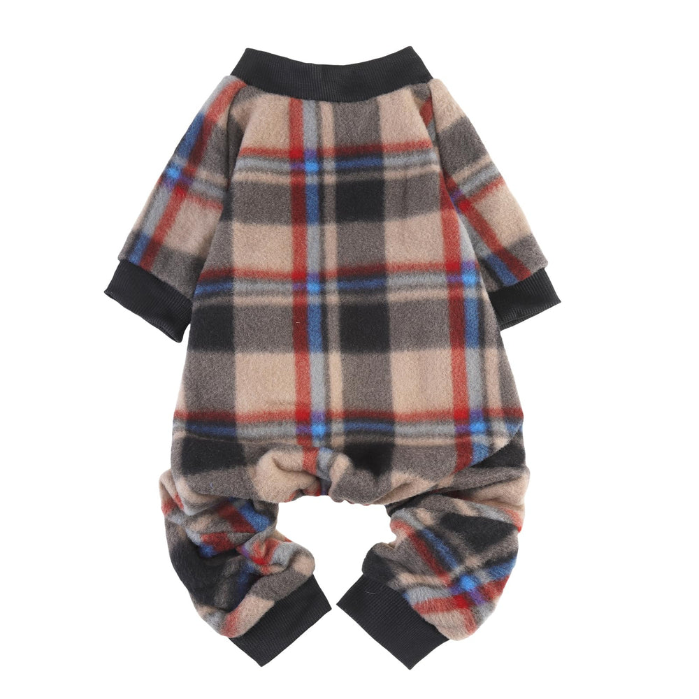 SCENEREAL pijama para perro con cuadro marrón frente, suave y cálido