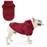 SCENEREAL sudadera para perro capucha burgundy frontal, cálida y suave para paseos fríos