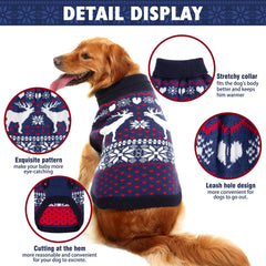 SCENEREAL suéter para perros con renos en rojo, cálido para el invierno.