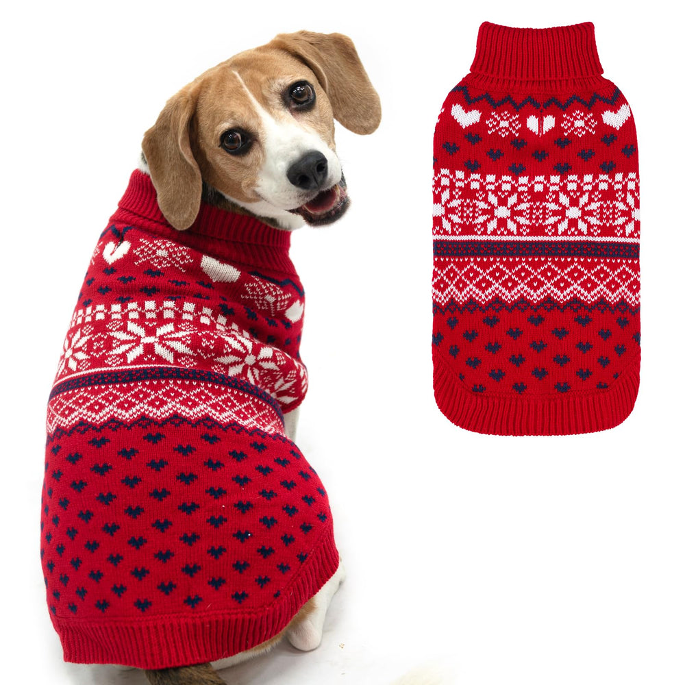 SCENEREAL suéter para perro con cuello alto rojo, ideal para paseos invernales