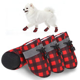 SCENEREAL botas para perros con exterior rojo plaid y estilo festivo para paseos