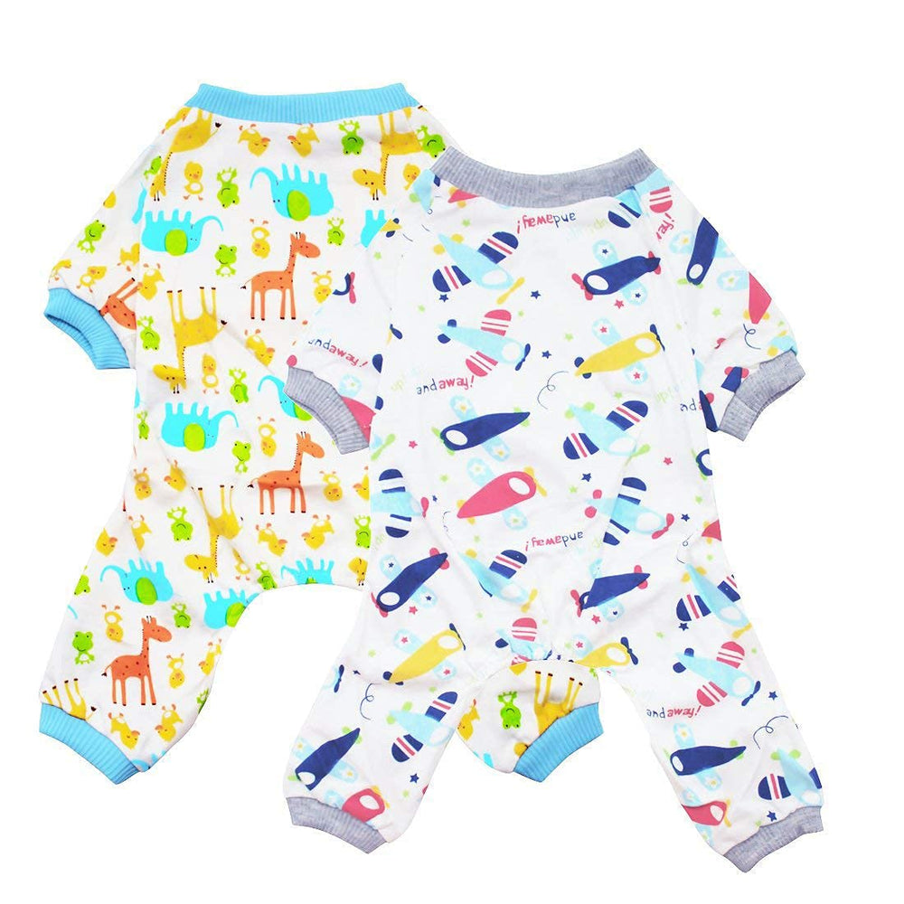 Pijama Scheppend para perro con estampado avion, cómodo para paseos nocturnos.