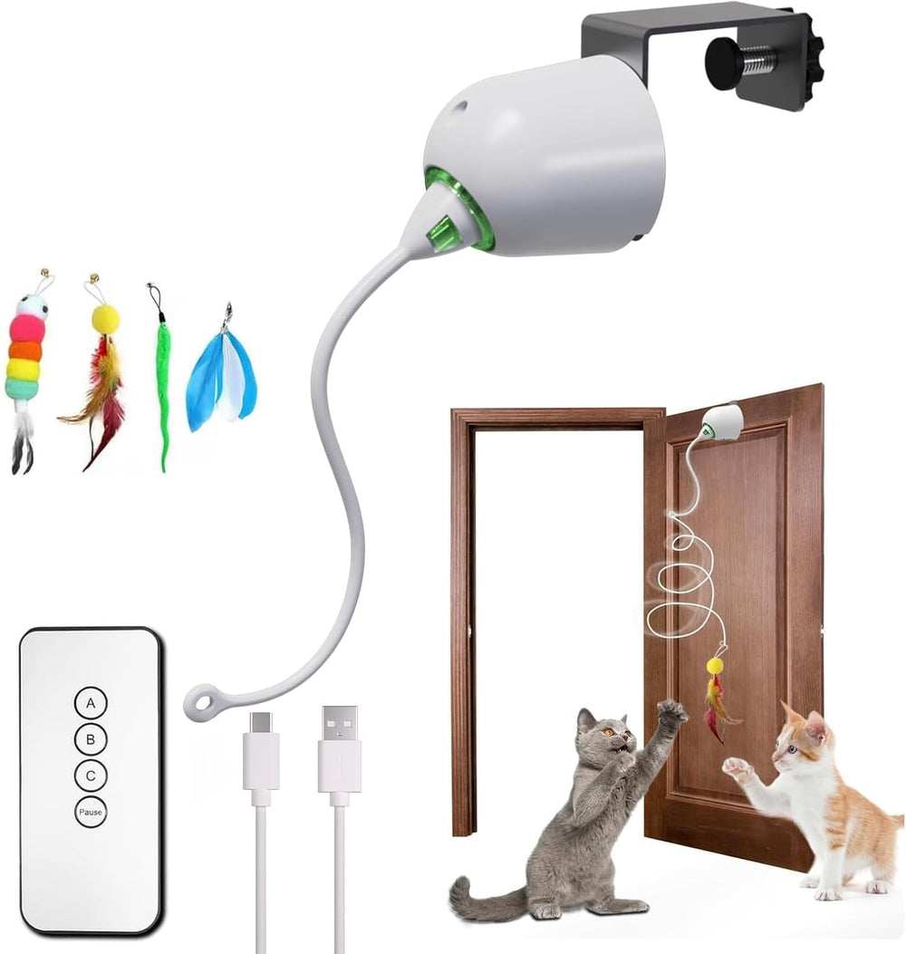 Scsuupoee juguete interactivo para gato con puerta colgante, entretenimiento continuo