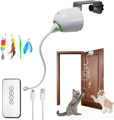 Scsuupoee juguete interactivo para gato con puerta colgante, entretenimiento continuo