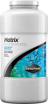 Seachem Matrix Bio Media 1 Litro, envase frontal, filtración biológica eficiente para acuarios.