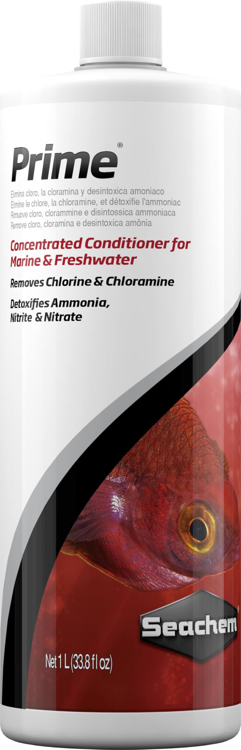 Seachem Prime, botella-1l, listo para eliminar cloro y cloramina en el agua nueva.