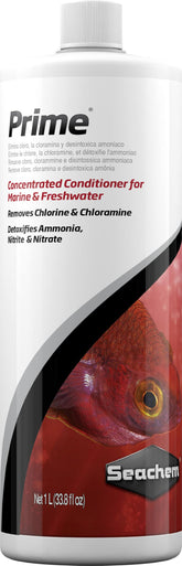 Seachem Prime, botella-1l, listo para eliminar cloro y cloramina en el agua nueva.