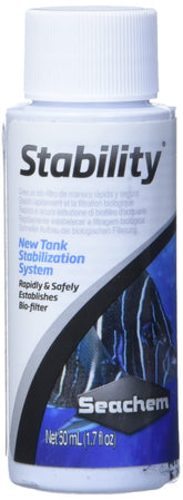 Seachem Stability, botella de 50 ml lista para estabilizar el acuario.