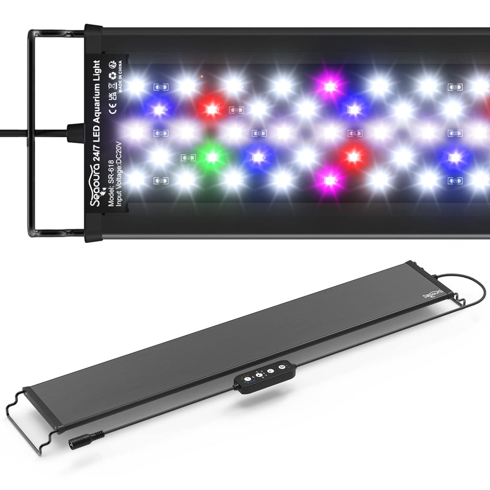 Luz SEAOURA para acuario de 24-30 pulgadas iluminando de forma natural