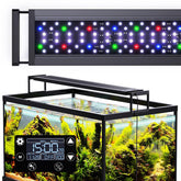 Seaoura lámpara LED para acuario 24-7 vista frontal iluminando el tanque