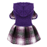 Sebaoyu vestido para perro con capucha morado, cálido y cómodo para salidas.