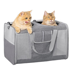 Sedioso transportín para gato grande, exterior espacioso y cómodo para viajar con mascotas.