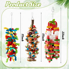 Seenelling bloques de madera multicolor para loro, estimulan juego y exploración