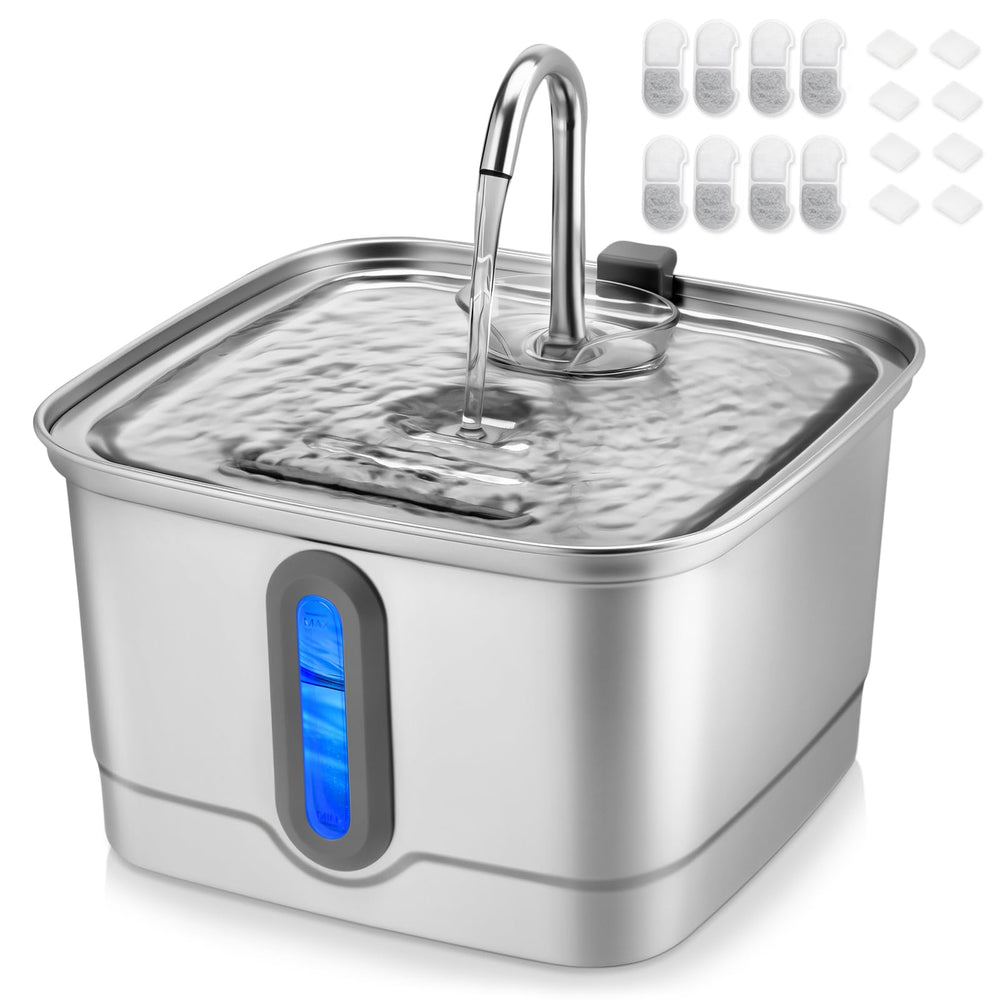 SEIRMEP fuente-agua-gato-3l en acero inoxidable mantiene agua fresca por más días