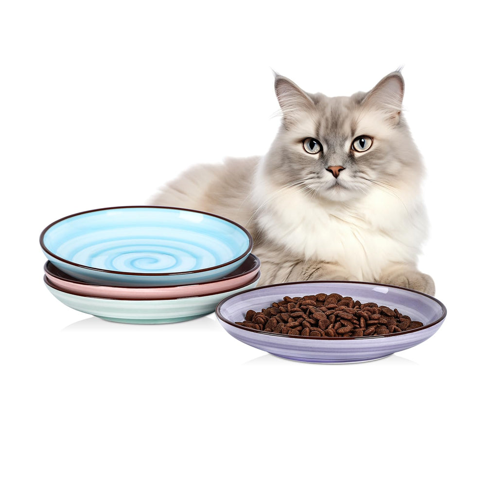 Cuenco Selamica para gato cerámico de 6 pulgadas con diseño ancho para comer con comodidad.