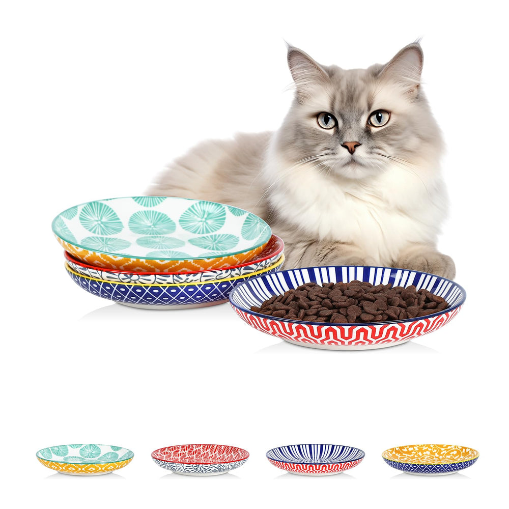 Selamica cuenco cerámico para gato de 6 pulgadas, colores variados, uso diario