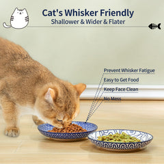 Selamica tazones para gatos cerámicos, diseño interior, colores vivos para comer o beber sin molestar bigotes.