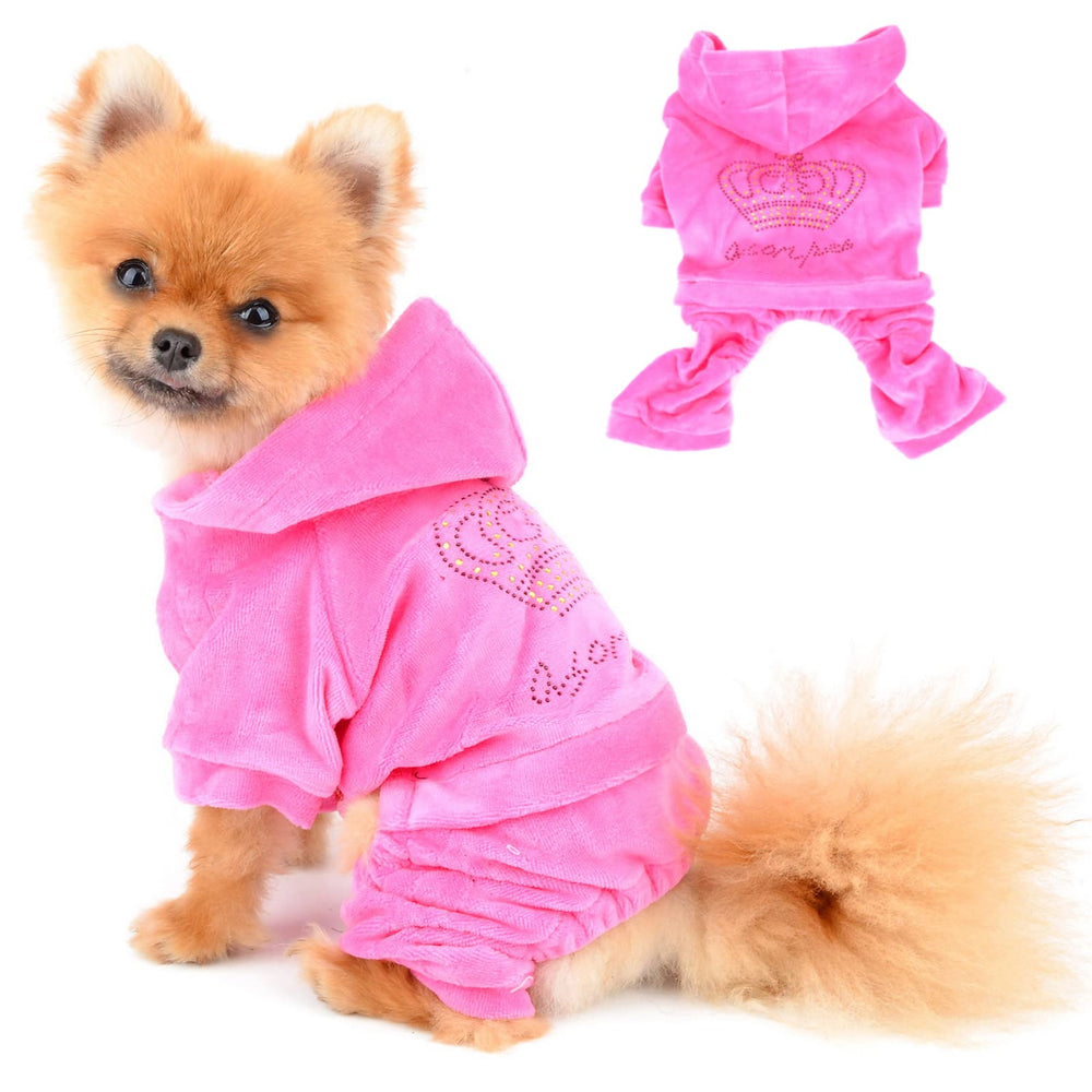 Sudadera SELMAI para perro con capucha y corona de strass, estilo elegante para paseos.