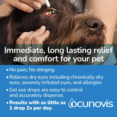 Tubo gel ocular Ocunovis para cuidado ocular rápido.
