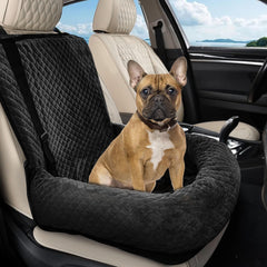 Sephyroth asiento para perro en coche, vista frontal para viajes estables.