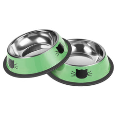 Serentive dos tazones para gato en acero inoxidable antideslizantes, estables durante la comida.