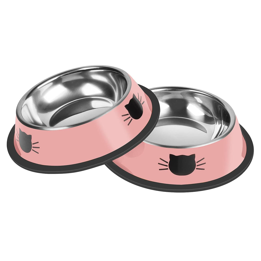Serentive: cuencos para gatos de acero inoxidable con dos tazones duraderos para comida y agua.