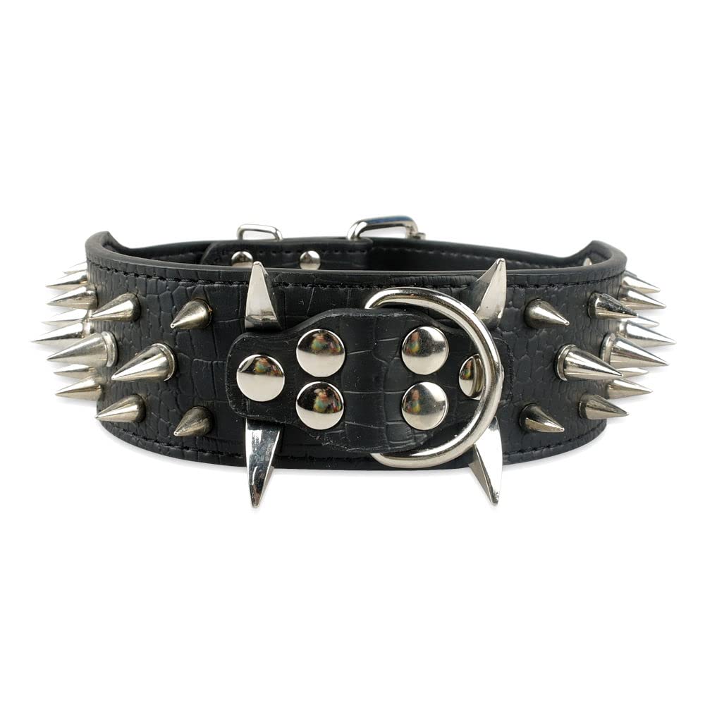 Collar Serijoars para perro con pinchos negro, estilo audaz para paseos diarios.