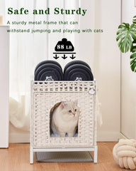 SETVSON caja-gato-patas-metal-altas, base estable para limpiar debajo fácilmente.
