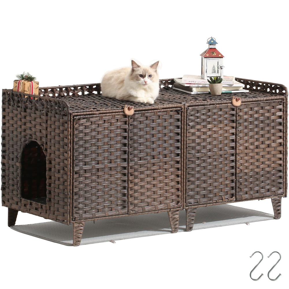 SETVSON caja litter doble para dos gatos, vista frontal que oculta la arena.