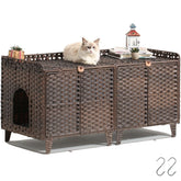 SETVSON caja litter doble para dos gatos, vista frontal que oculta la arena.