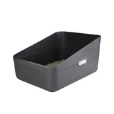 Sfozstra caja de arena con diseño abierto para gatos facilita el acceso y la comodidad