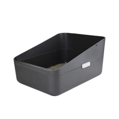 Sfozstra caja de arena con diseño abierto para gatos facilita el acceso y la comodidad