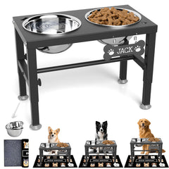 SHAINFUN tazones elevados para perros con tapete que mantienen el área limpia.