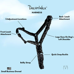 ShawnCo Dream Walk arnés ajustable y cómodo para paseos diarios.