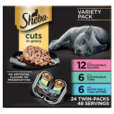 Sheba Porciones Perfectas Salmón en Salsa: porciones listas para servir.