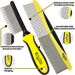 ShedTitan dematador 2 en 1 para perros y gatos, elimina enredos con suavidad.