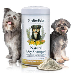 ShelterBaby Polvo Seco para Perros, aplicación sin enjuague para pelaje fresco.