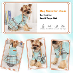 Tejido felpa verde con cuadros para perros, ideal para paseos invernales.