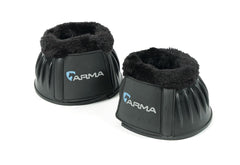 Shires ARMA Bell Boot negro, frontal, protege cascos y reduce rozaduras durante entrenamientos.