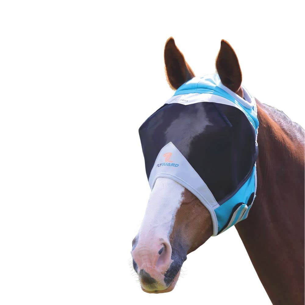 Shires Fly Guard: malla fina para caballo Teal, protección UV y visión clara.
