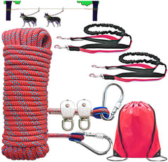 SIAELT cable de amarre para perros 50 ft en uso, libertad controlada al aire libre.