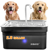 Bebedero SIBAYS para perros grandes con cuenco de acero inoxidable, ideal para varias mascotas.