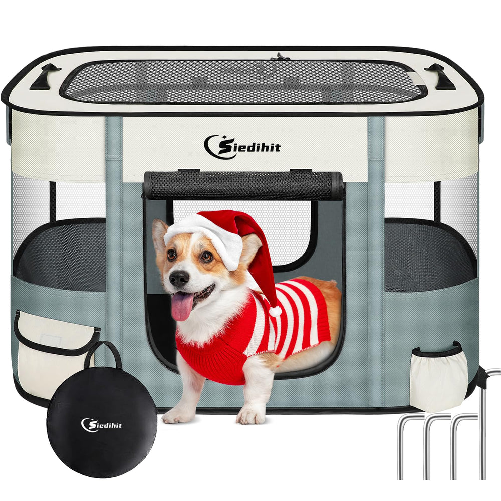 Cercado Siedihit para perro plegable ofrece vista de 360° y seguridad.