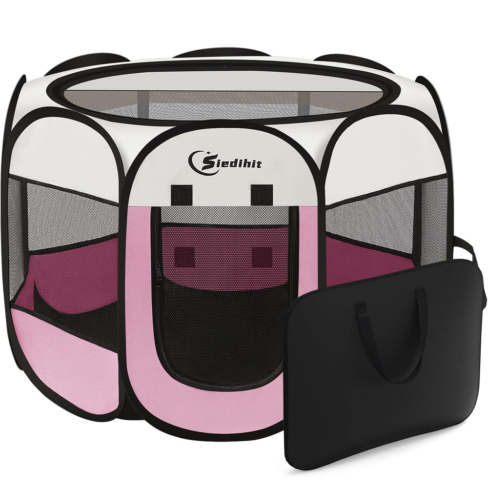 Siedihit jaula rosa para perros y gatos, segura y ventilada para casa