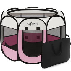 Siedihit jaula rosa para perros y gatos, segura y ventilada para casa