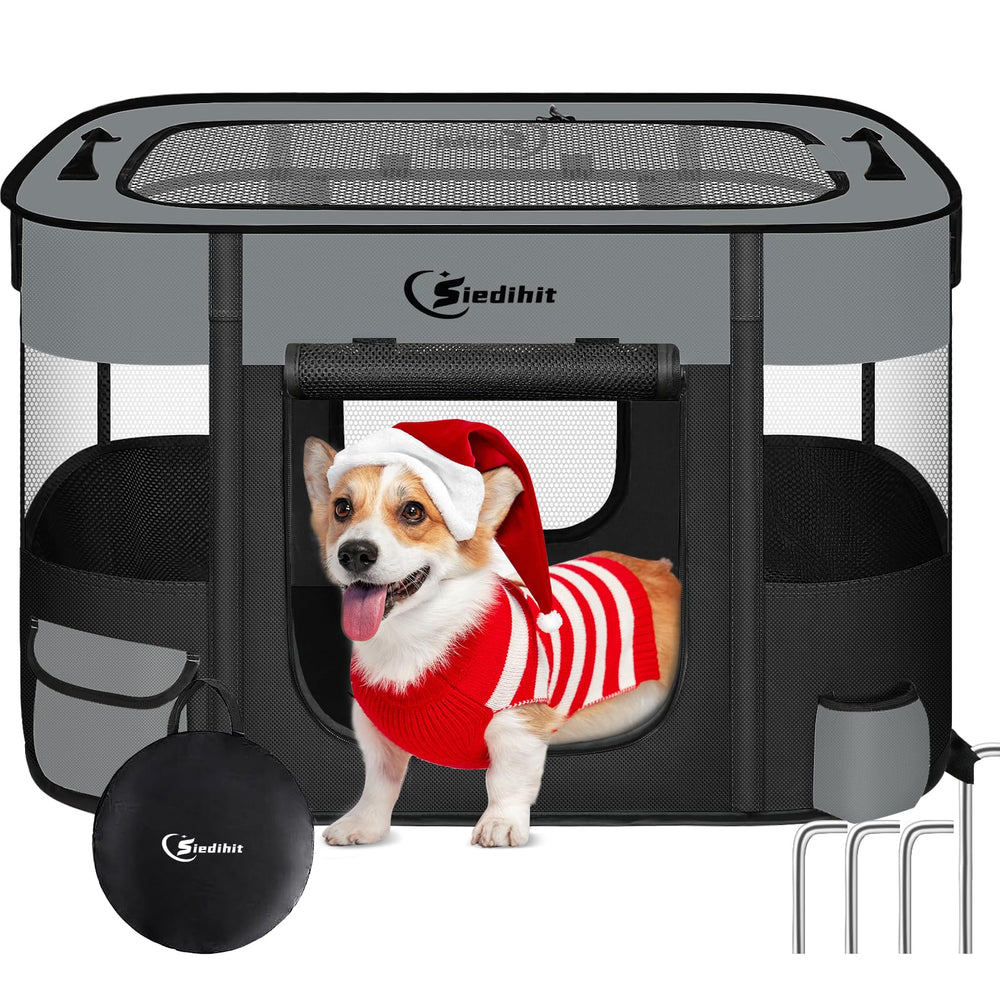 Siedihit Playpen para perro con acceso de 360 grados, ideal para viajar