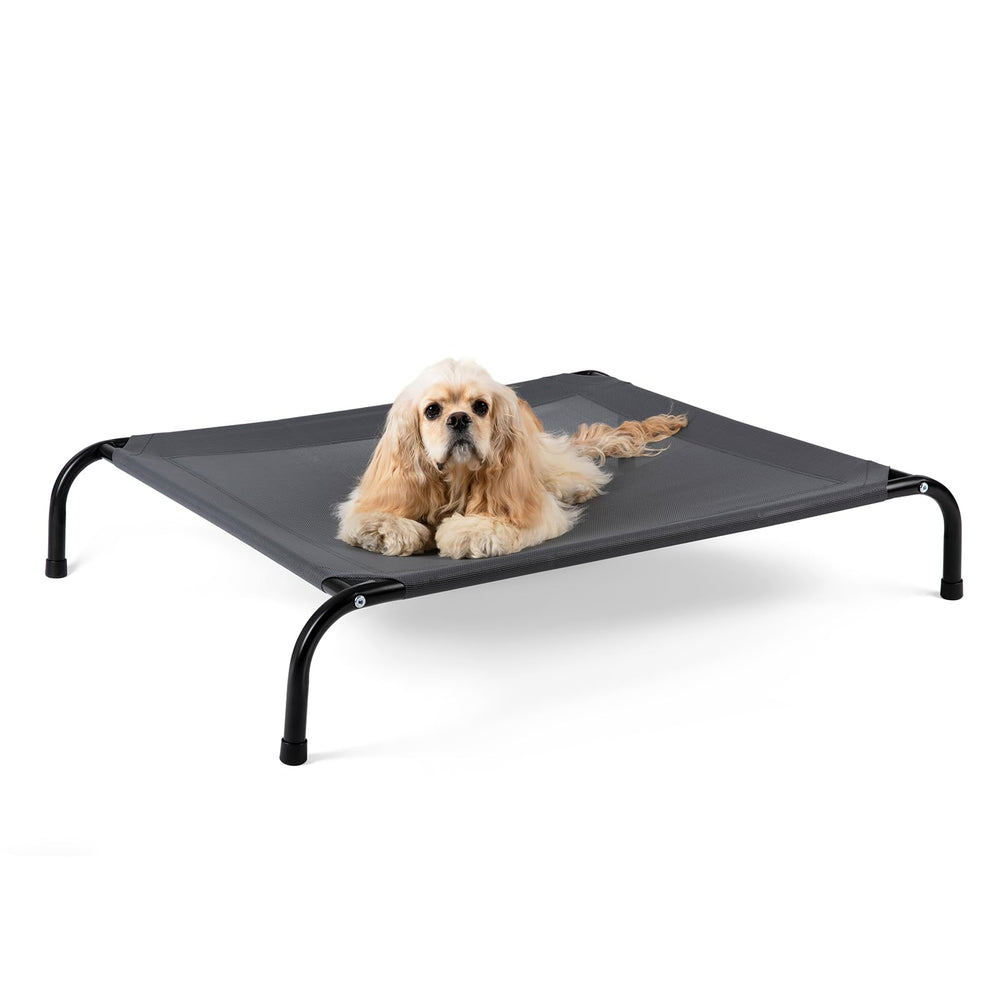 Cama para perros SIEMOUR elevada con malla transpirable para descanso fresco.